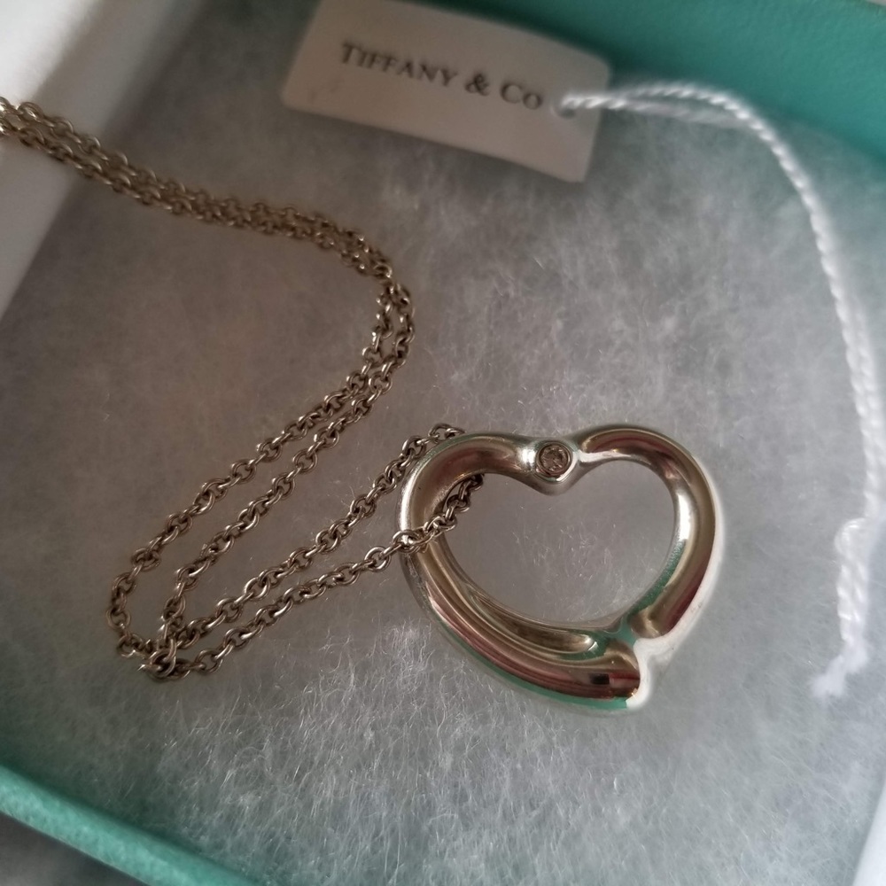 Tiffany open heart necklace with diamond